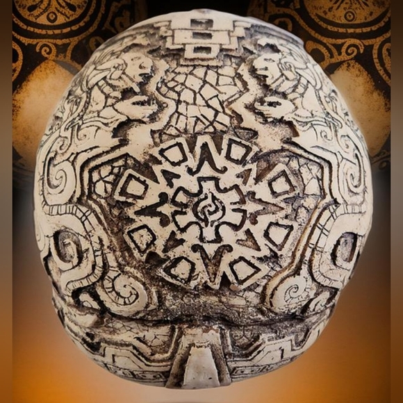 Mesoamerican Maya Aztec God's Skull Figurine 8" Long - Picture 5 of 13